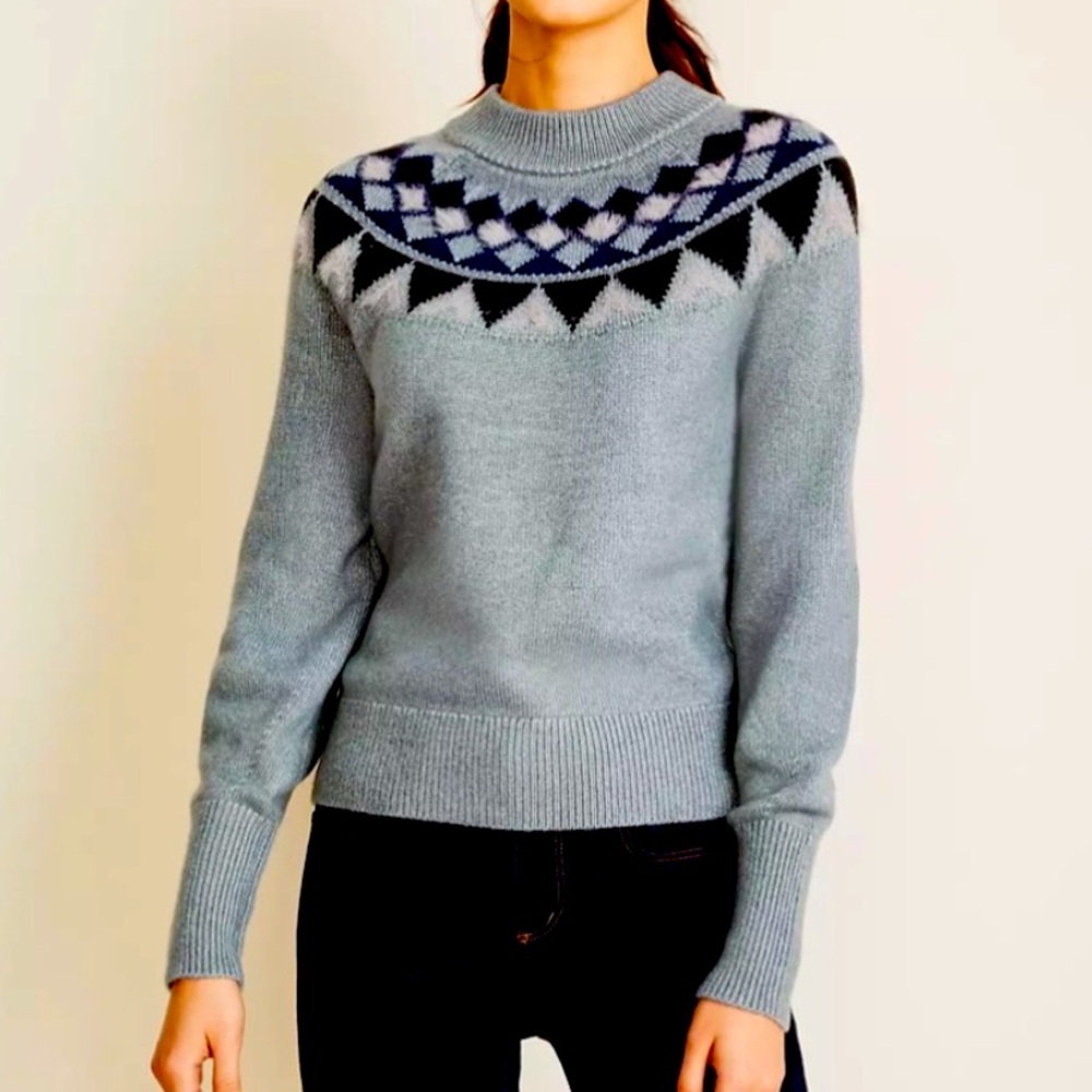 Ann Taylor Mock Neck Fairisle Sweater